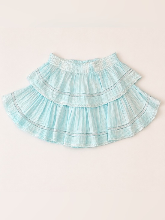 LoveShackFancy Dresses & Skirts - LoveShackFancy Blue Hand Died Ruffle Heritage Mini Skirt - Size S